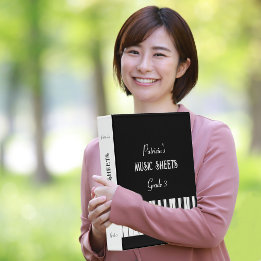 Classeur 3,81 Cm Clavier de piano et texte personnalisable noir et