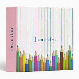 Classeur 3,81 Cm Crayons d'art de couleur rose personnalisés pour l