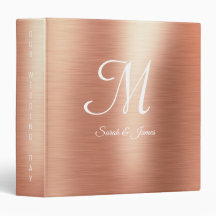 Élégant Rose Gold Foil Script Monogramme Mariage