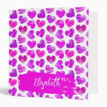 Moderne Purple Rose Doodled Hearts Valentine Nom