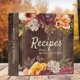 Classeur 3,81 Cm Recettes Florales Orange Bourgogne Bois Rustique