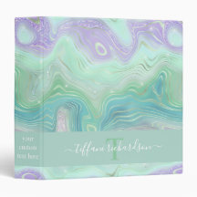 Vert mauve Agate Géode Monogramme Nom du script