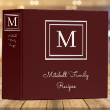 Classeur de recette Red Modern Monogram