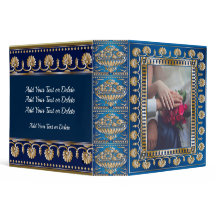 Élégant Or et Bleu Antique - Voir au Dos