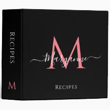 Recettes noires Monogrammes personnalisées rose Fi