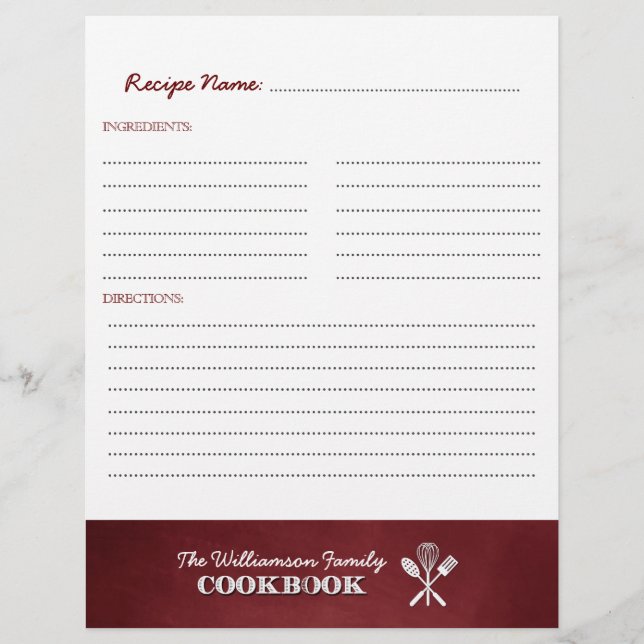 Classeur de cuisine familial Red Chalkboard (Devant)