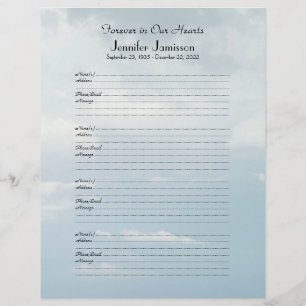 Classeur de livre Memorial - Page d'ouverture de s
