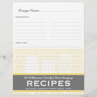 Classeur de recettes Jaune amusant Retro Style Ins