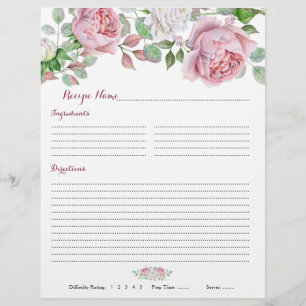 Classeurs floraux rose de Bourgogne -  de recettes