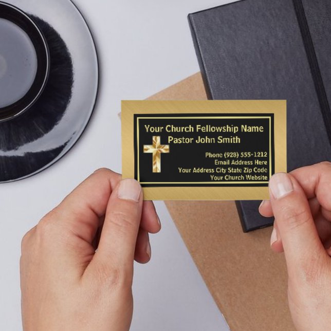 Classeuse Carte de visite Or Brossé Noir pour Past (The foil details are simulated in the artwork. No actual foil will be used in making this product.)