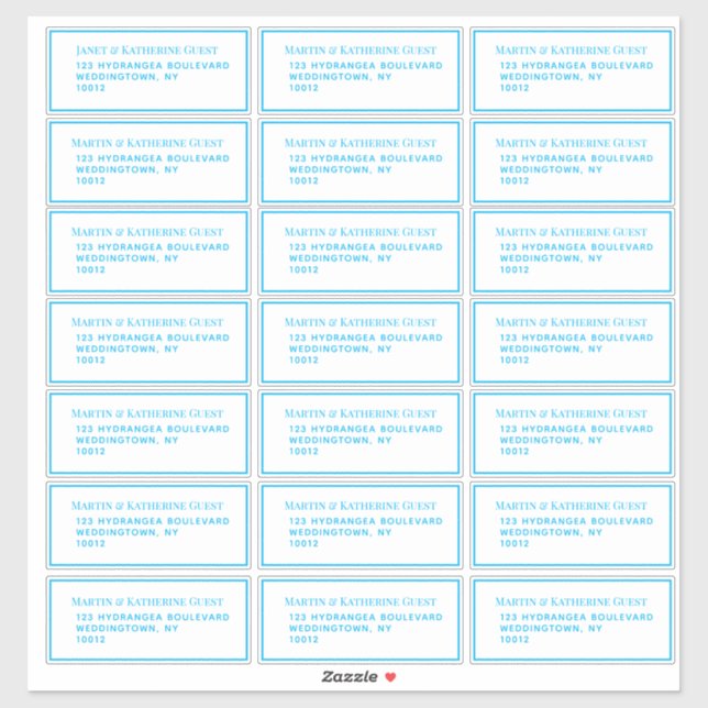 Classic Aqua Guest Mailing Étiquettes 21 Par Feuil (Feuille)