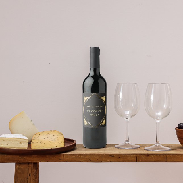 Classic Art Déco Vintage Mariage Étiquettes de vin (Créateur téléchargé)