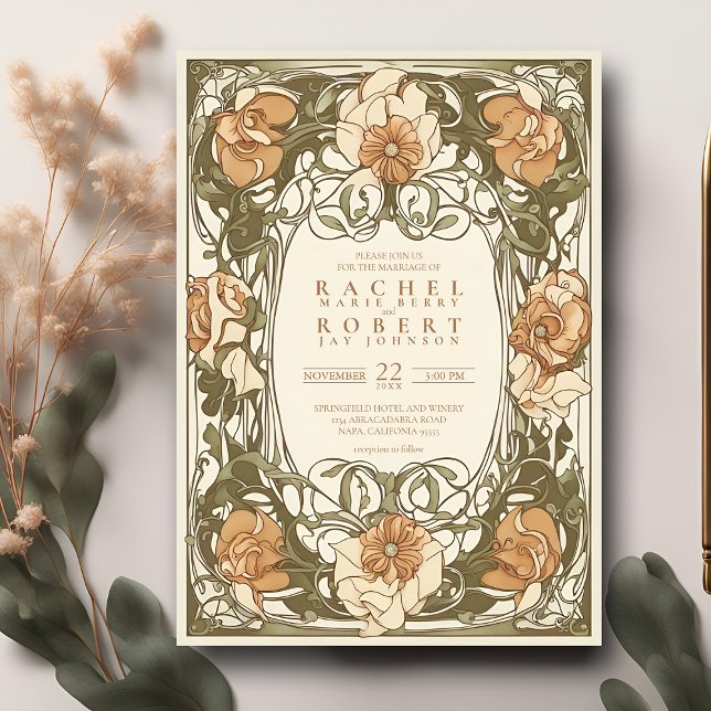 Classic Art Nouveau Floral Faire-part de mariage (Créateur téléchargé)