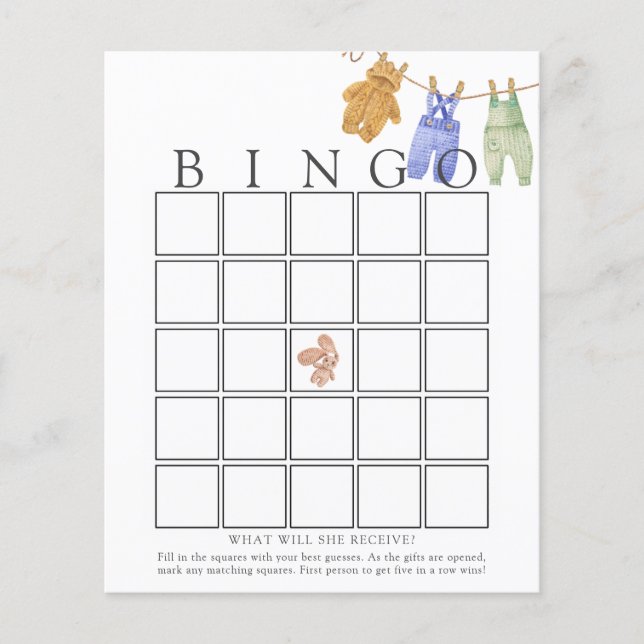 Classic Baby Boy Bingo Game Card (Devant)
