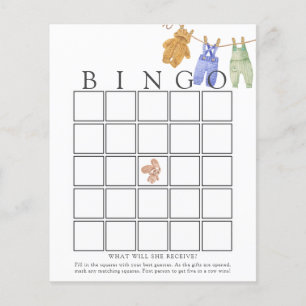 Classic Baby Boy Bingo Game Card