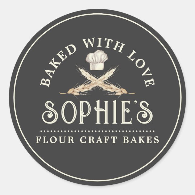 Classic Baker Logo Pâtisserie Chef Étiquette de pr (Devant)