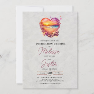 Classic Beach Heart Faire-part de mariage