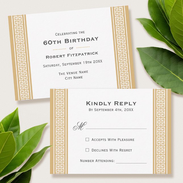 Classic Birthday Party Gold RSVP Response Card (Créateur téléchargé)