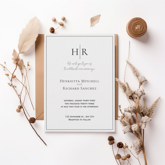 Classic Black and White Formal Wedding Invitation (Créateur téléchargé)