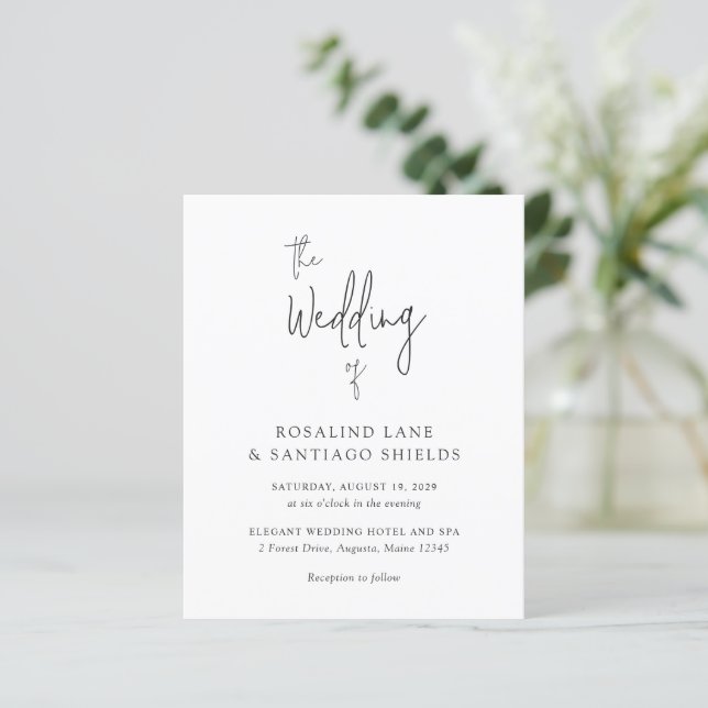 Classic Black and White Modern Wedding Invitation (Debout devant)