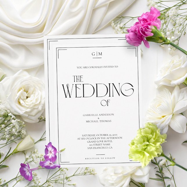 Classic Black and White Serif Wedding Invitation (Créateur téléchargé)