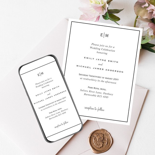 Classic Black and White Wedding Invitations (Créateur téléchargé)