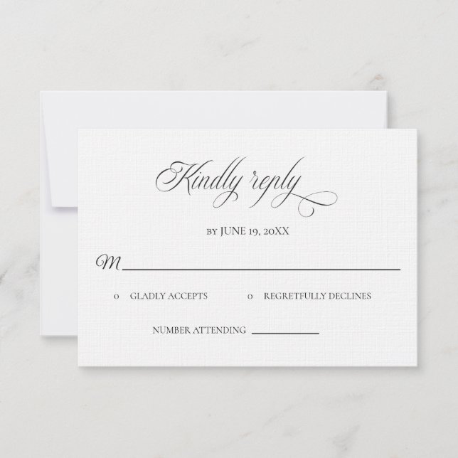 Classic Black and White Wedding RSVP card (Devant)