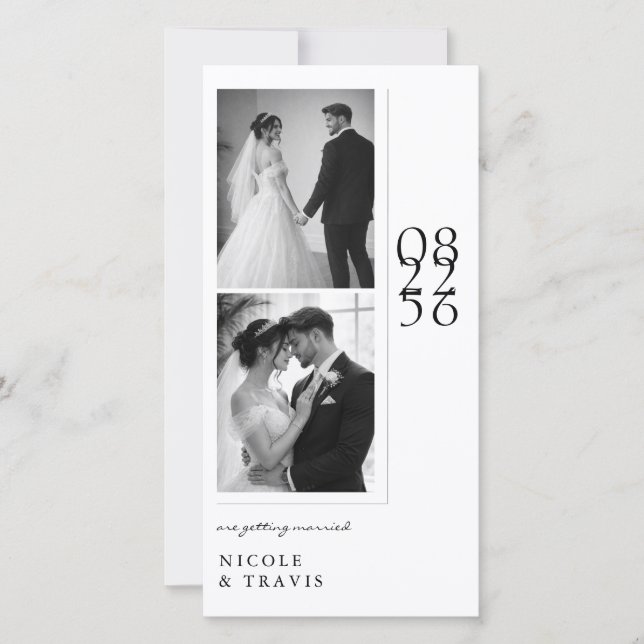 Classic Black & White Photo Bookmark Save the Date (Devant)