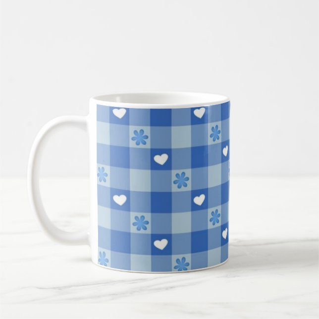 Classic Blue Checkered Coffee Mug (Gauche)