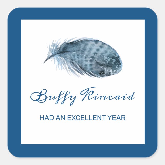 Classic Blue Étiquette Boho Feather Award (Devant)