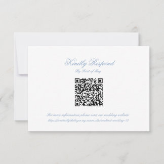 Classic Blue Wedding Monogram Crest QR RSVP Card
