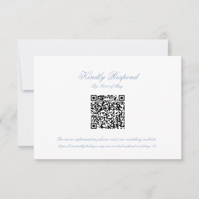 Classic Blue Wedding Monogram Crest QR RSVP Card (Devant)