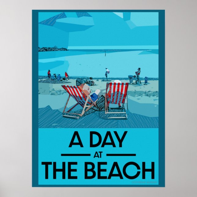 Classic British Beach Art British Sea Side Poster (Devant)