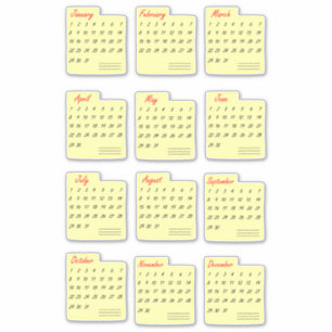 Classic Calendrier Mois Chaque année Sticker Pack