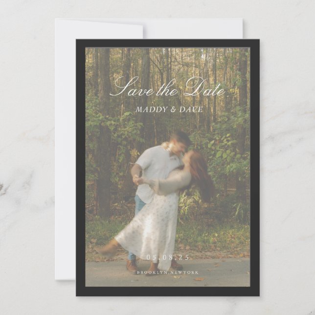 Classic Calligraphy Nostalgic Luxury Save the Date (Devant)