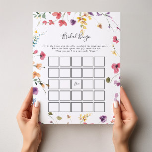 Classic Colorful Wild Floral Bridal Jeu de Bingo