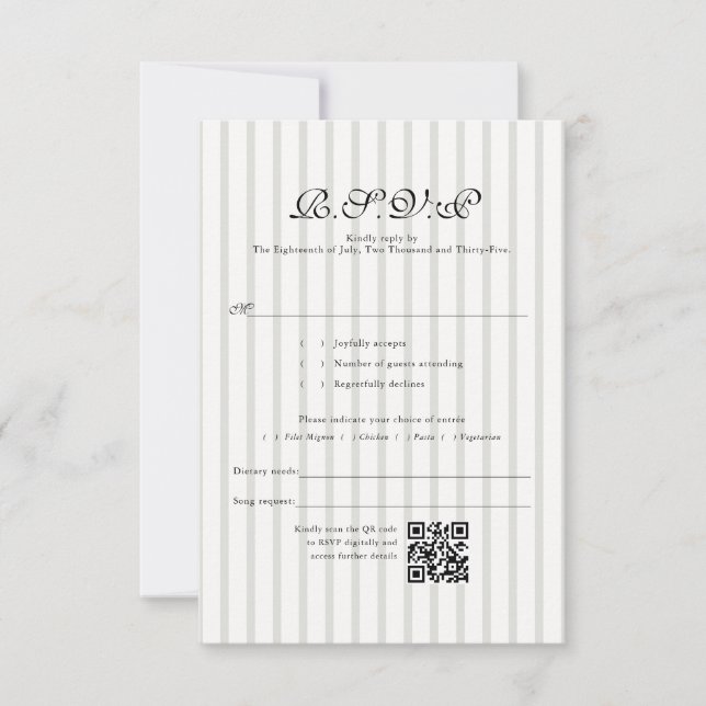 Classic Country Club Stripe QR Code Mariage RSVP (Devant)
