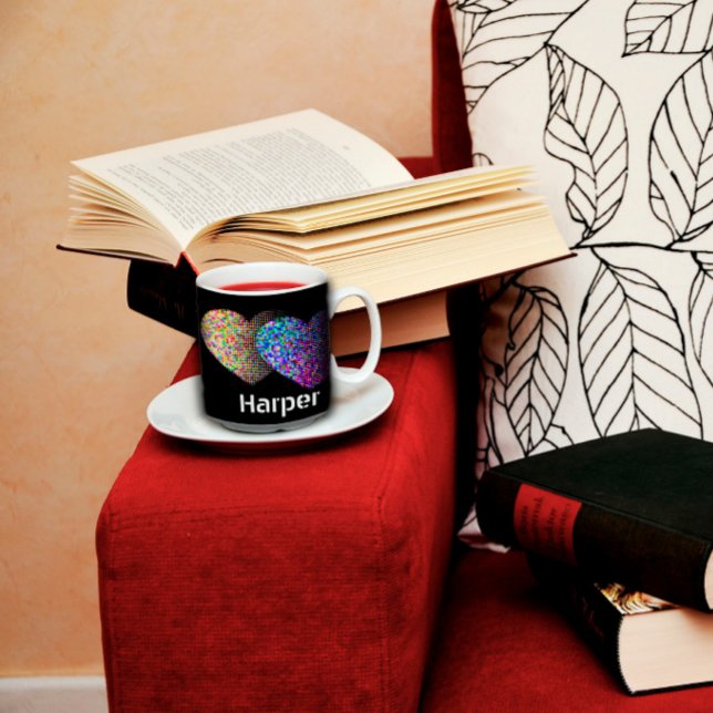 CLassic deux coeurs noir à deux tons café Mug (Créateur téléchargé)