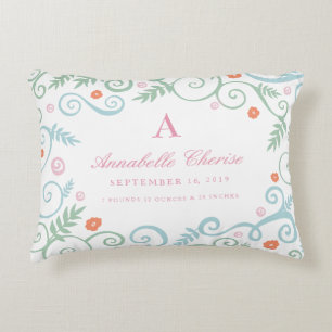Classic Elegance Baby Birth Information Coussin