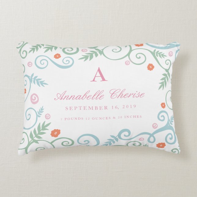 Classic Elegance Baby Birth Information Coussin (Devant)