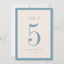 Classic Elegance Blue Mariage Carte Numéro de tabl