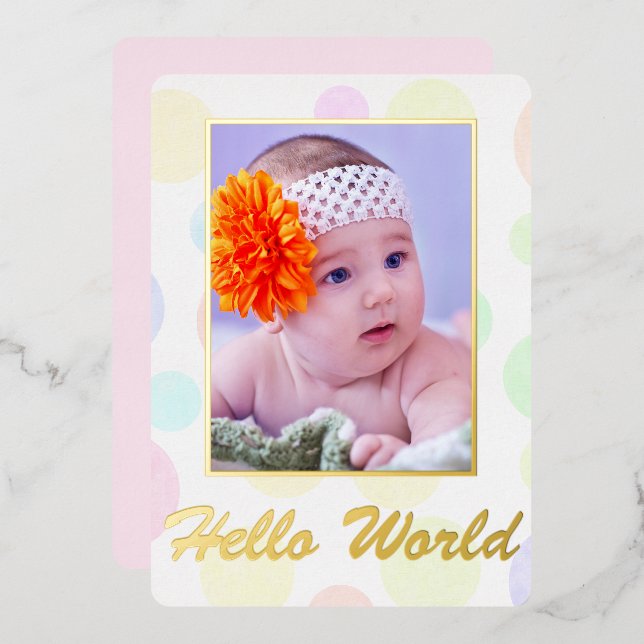 Classic Elegance Photo FOIL Faire-part de naissanc (Recto/Verso)