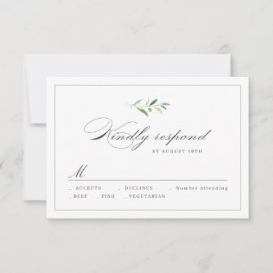 Classic Elegance Script Mariage vert RSVP