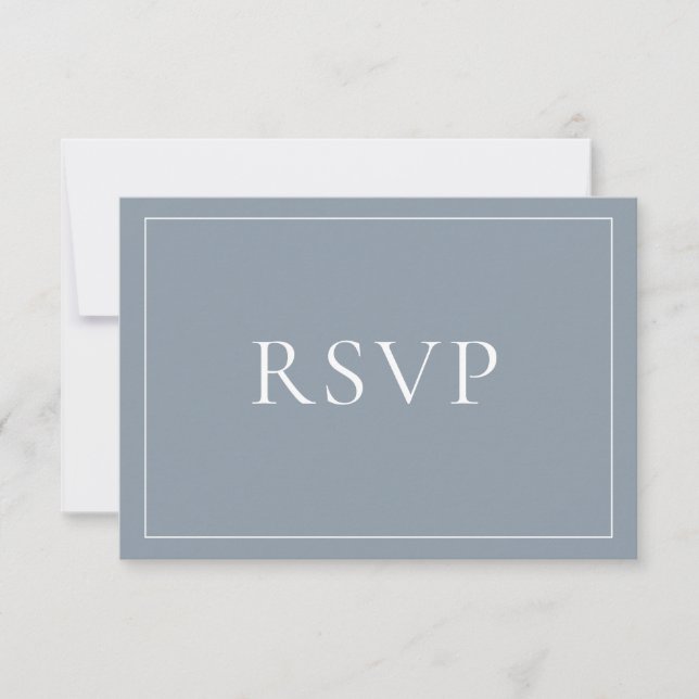 Classic Elegant Dusty Blue Script RSVP (Devant)