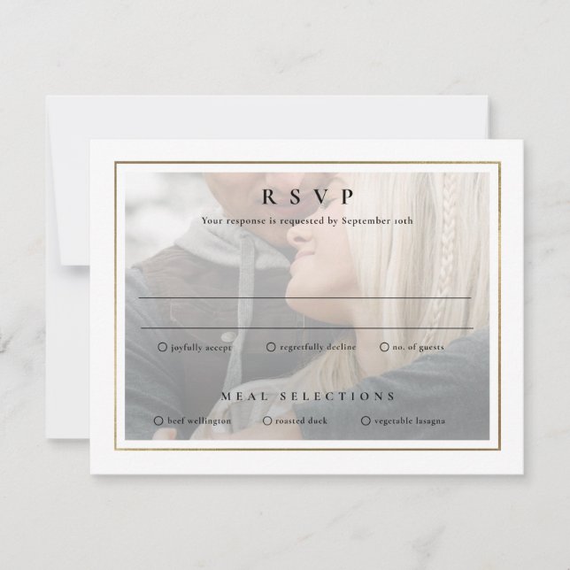 Classic Elegant Gold 2 Photo Wedding Carte RSVP (Devant)