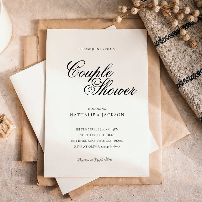 Classic Elegant Script Couple Shower Invitation (Créateur téléchargé)