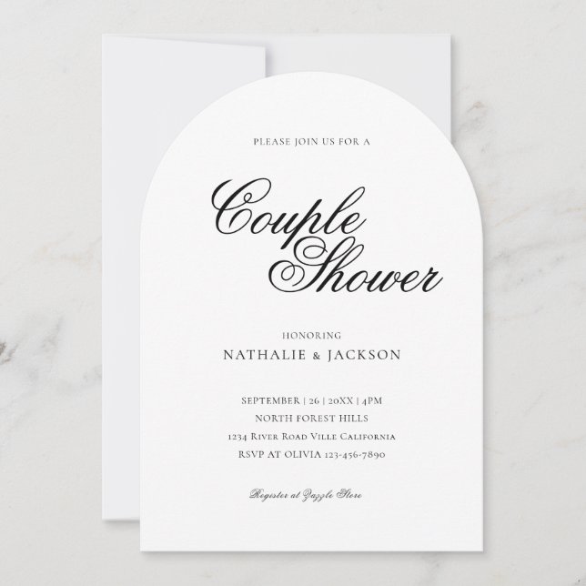Classic Elegant Script Couple Shower Invitation (Devant)