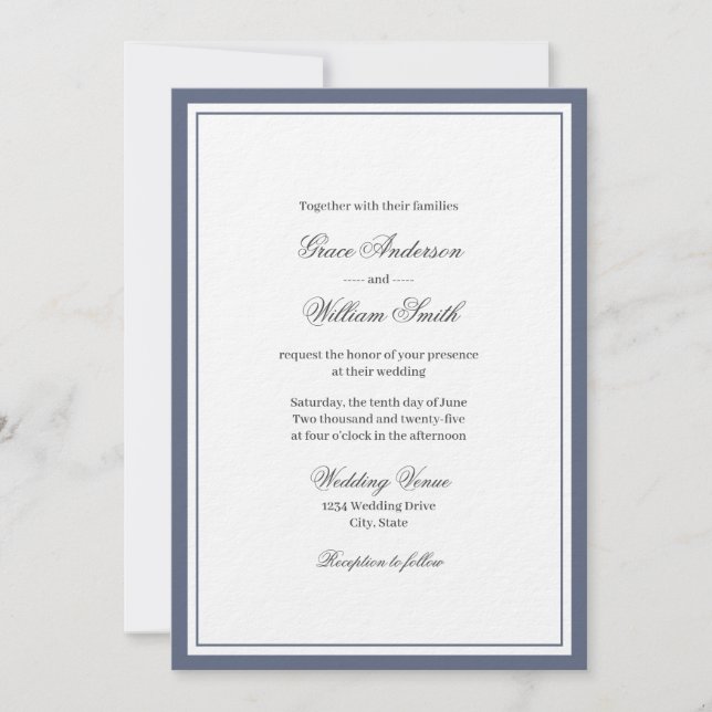 Classic Elegant Script Families Faire-part de mari (Devant)