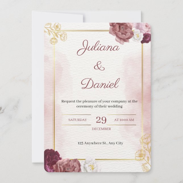 Classic Elegant Wedding Invitation (Devant)