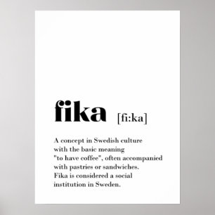 Classic Fika Définition Café Suède Poster